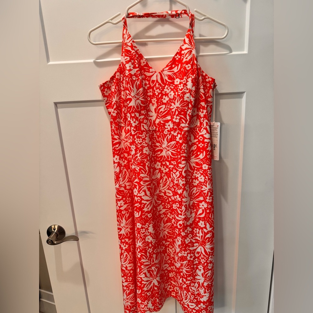 Krimson Klover Coral and White Floral Midi Dress